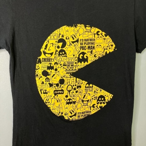 Pac-Man I'd Rather Be Playing Pac-Man 2010 Graphic Black Graphic Tee Juniors' L - Picture 4 of 16